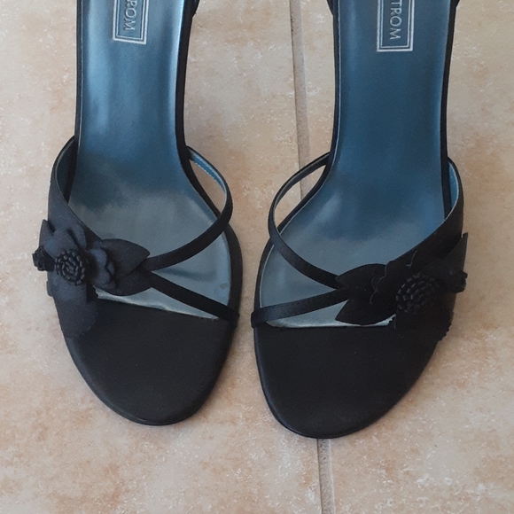 Black Ankle Strap Embellished Heels - Picture 4 of 8